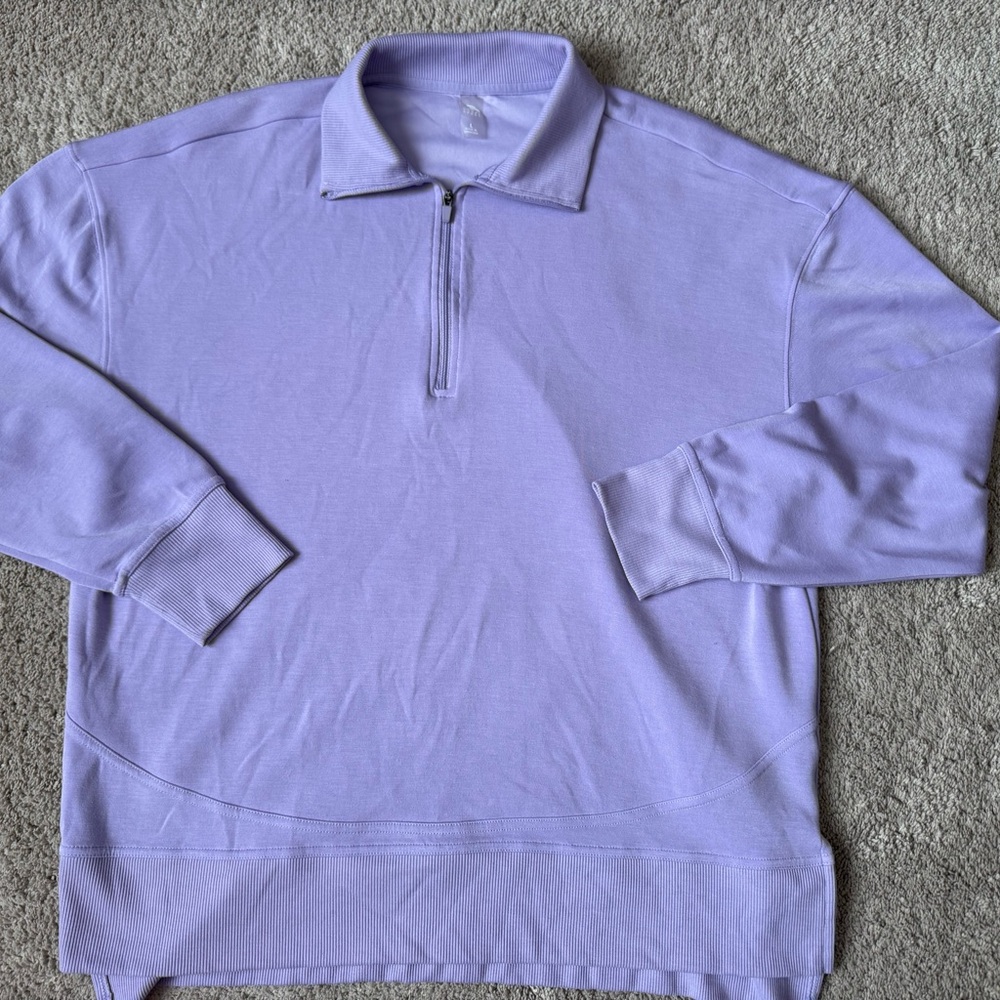 Lavender Quarter Zip Pullover Size L Soft Knit Long Sleeve